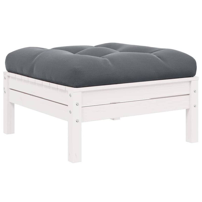 vidaXL 2-Seater Garden Sofa with Cushions White Solid Pinewood