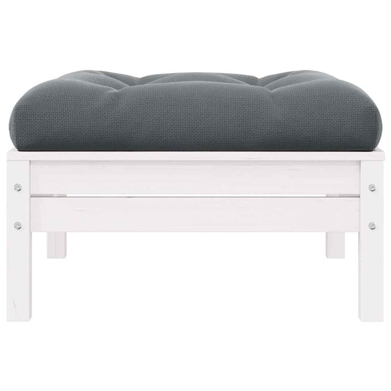 vidaXL 2-Seater Garden Sofa with Cushions White Solid Pinewood