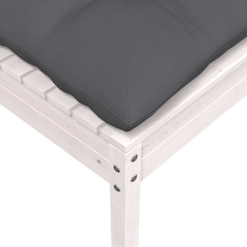 vidaXL 2-Seater Garden Sofa with Cushions White Solid Pinewood