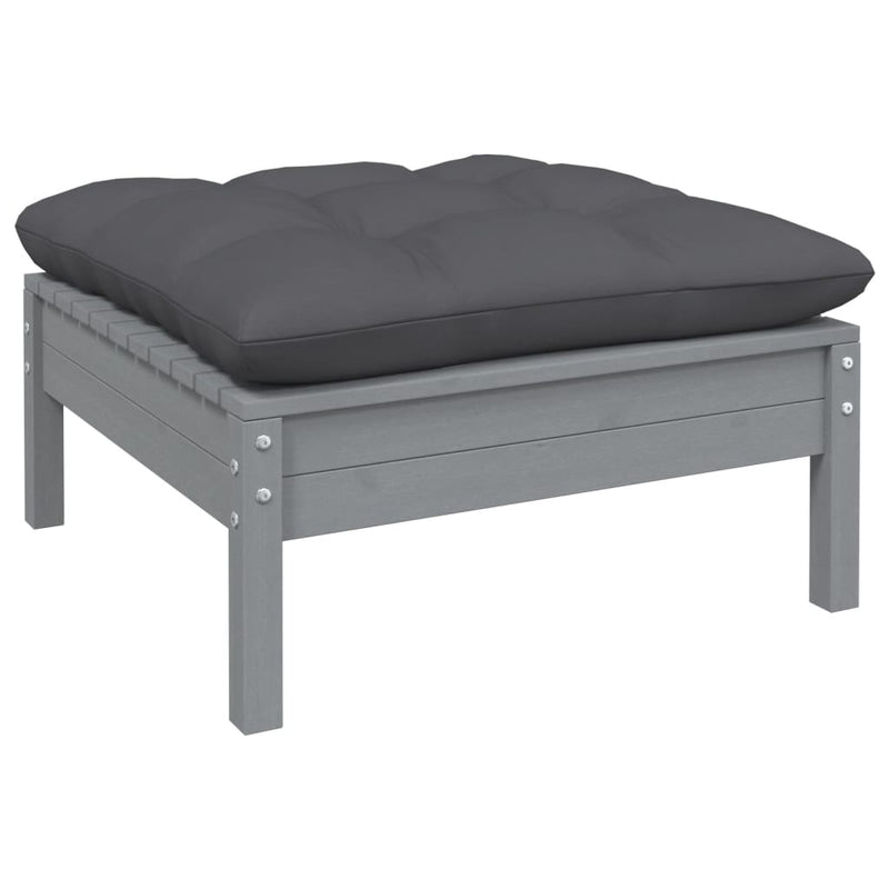 vidaXL 2-Seater Garden Sofa with Cushions Grey Solid Pinewood