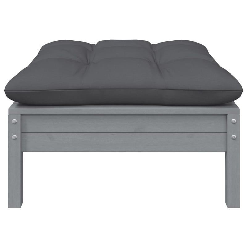 vidaXL 2-Seater Garden Sofa with Cushions Grey Solid Pinewood