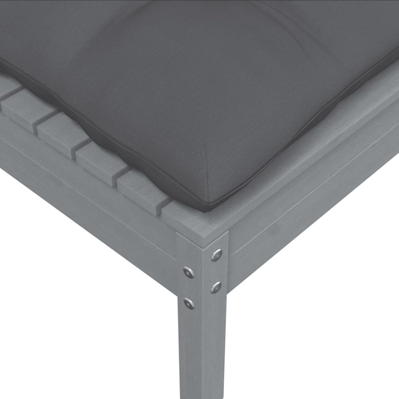 vidaXL 2-Seater Garden Sofa with Cushions Grey Solid Pinewood