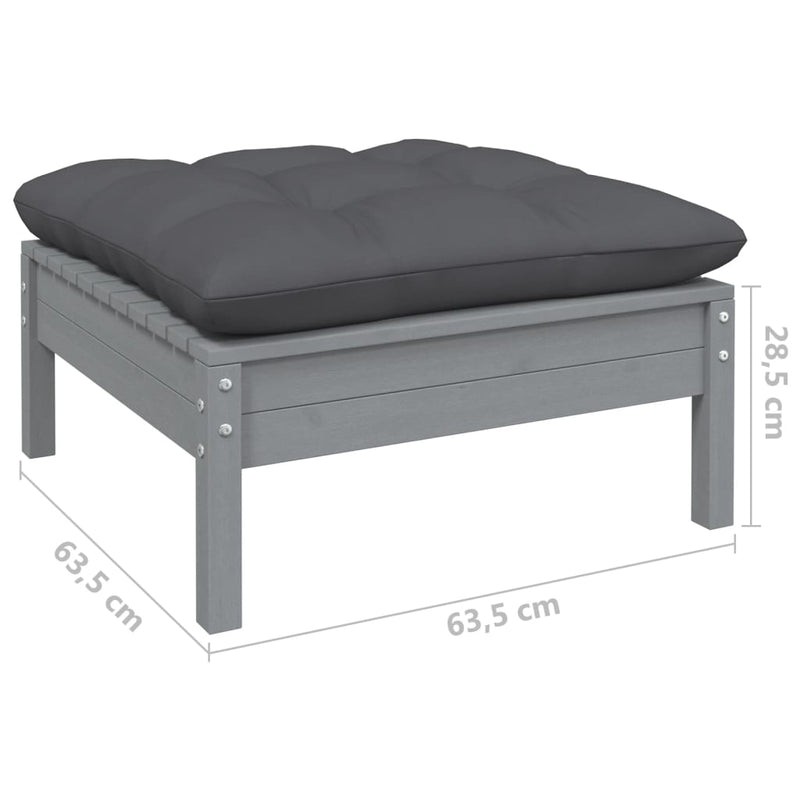 vidaXL 2-Seater Garden Sofa with Cushions Grey Solid Pinewood