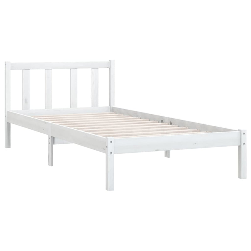 Bed Frame White Solid Wood Pine 92x187 cm Single Size