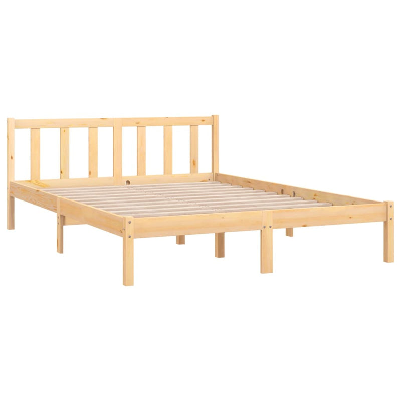 Bed Frame Solid Wood Pine 137x187 cm Double Size