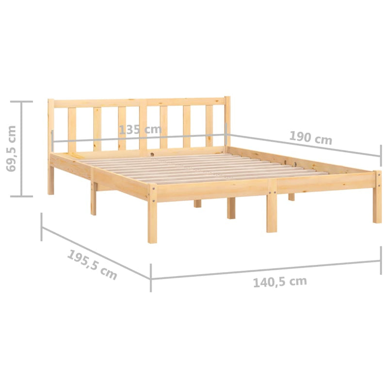 Bed Frame Solid Wood Pine 137x187 cm Double Size