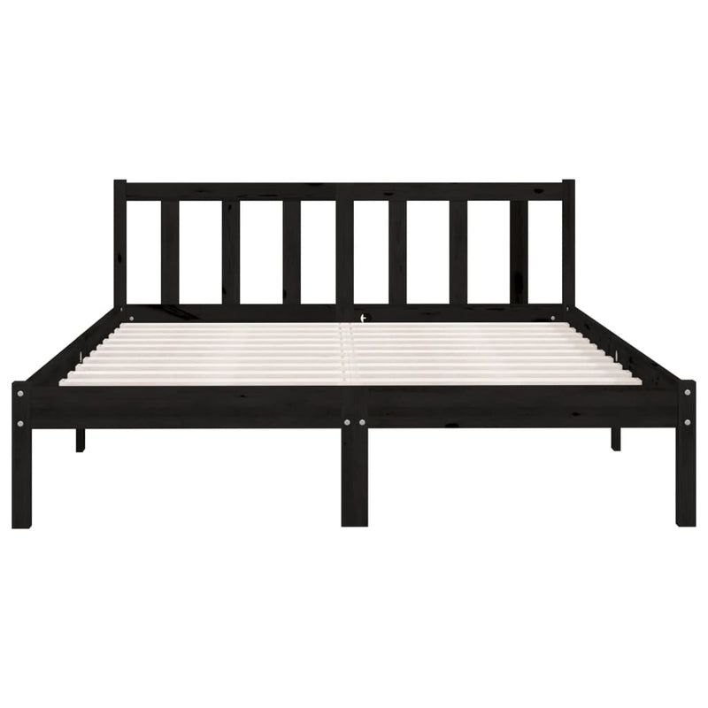 vidaXL Bed Frame without Mattress Black Solid Wood 135x190 cm