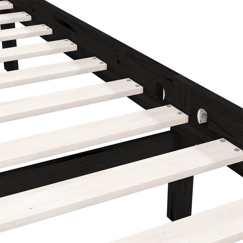 vidaXL Bed Frame without Mattress Black Solid Wood 135x190 cm