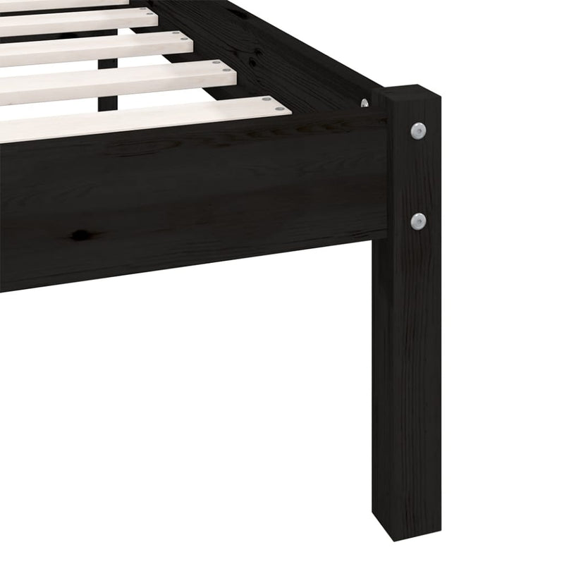 vidaXL Bed Frame without Mattress Black Solid Wood 135x190 cm