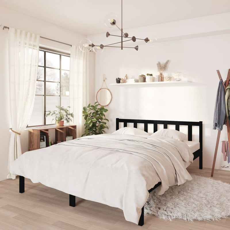 vidaXL Bed Frame without Mattress Black Solid Wood 135x190 cm
