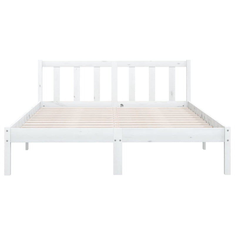 Bed Frame White Solid Wood Pine 153x203 cm Queen Size