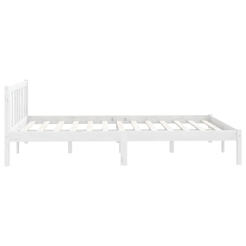 Bed Frame White Solid Wood Pine 153x203 cm Queen Size