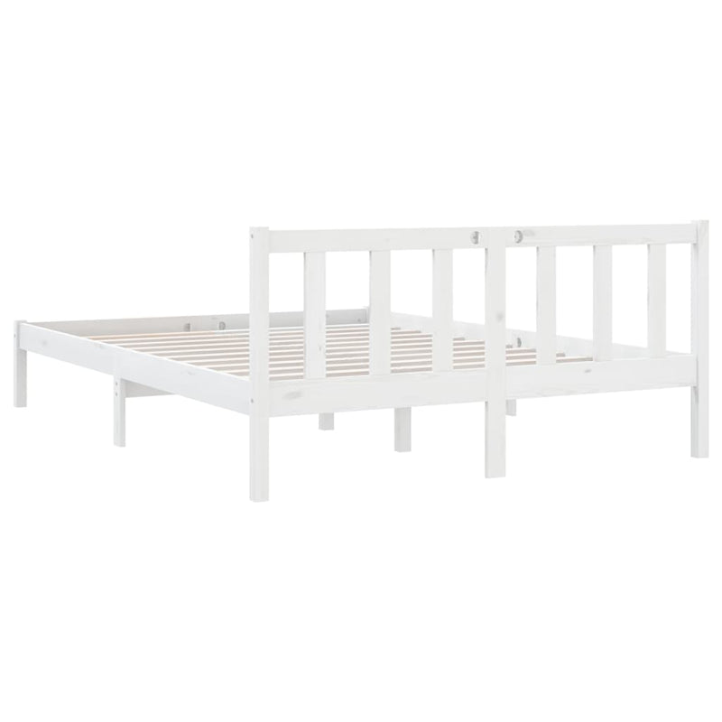 Bed Frame White Solid Wood Pine 153x203 cm Queen Size