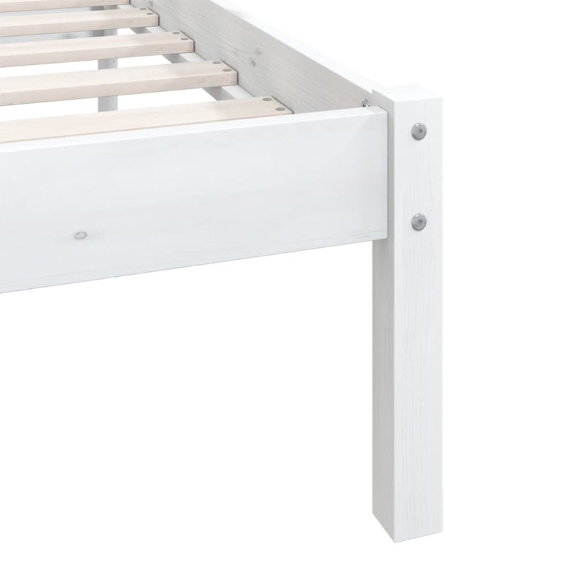 Bed Frame White Solid Wood Pine 153x203 cm Queen Size