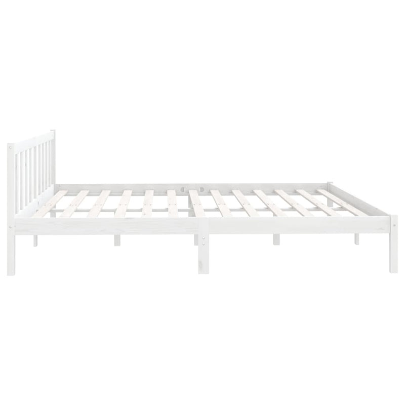 Bed Frame White Solid Wood Pine 183x203 cm King Size