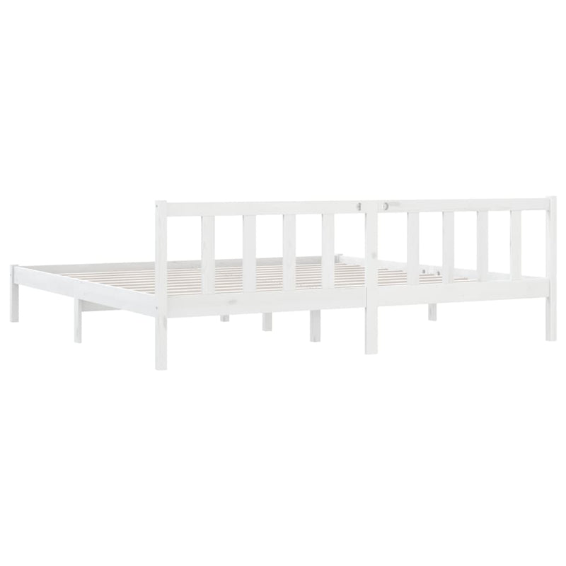 Bed Frame White Solid Wood Pine 183x203 cm King Size