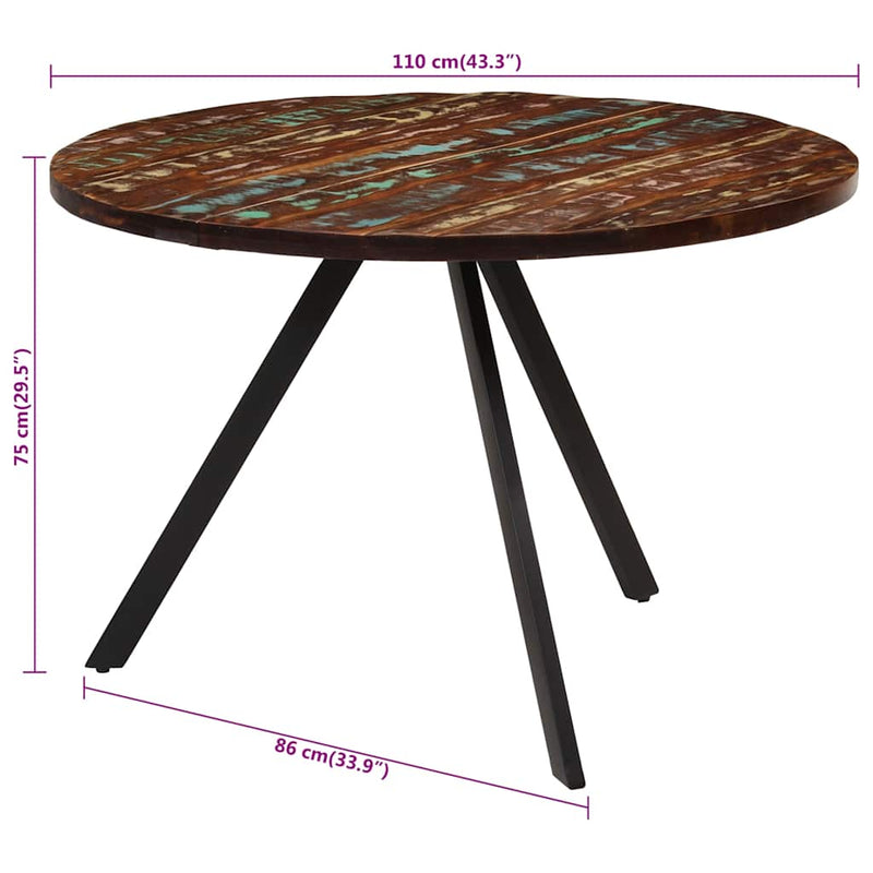 Dining Table 110x75 cm Solid Wood Reclaimed