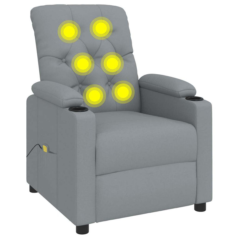 vidaXL Massage Chair Light Grey Fabric