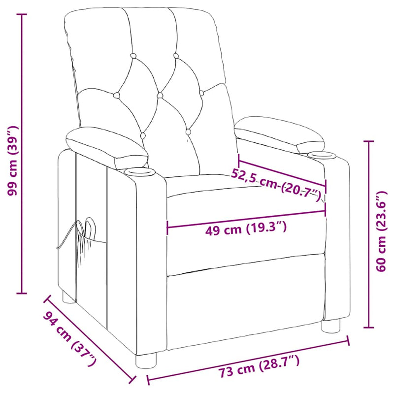 vidaXL Massage Chair Light Grey Fabric