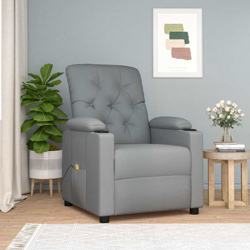 vidaXL Massage Chair Light Grey Fabric