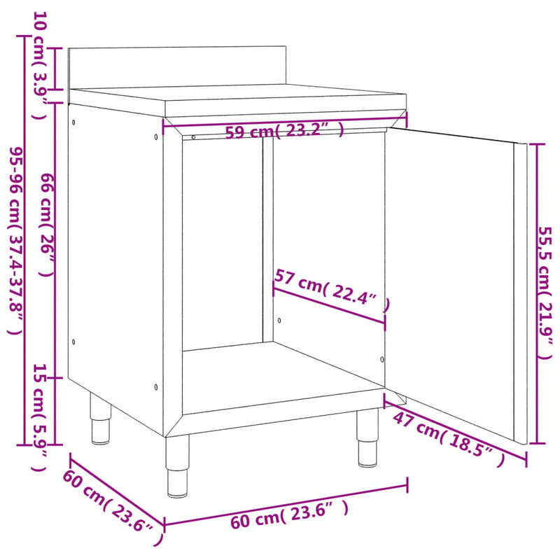 vidaXL Commercial Kitchen Cabinets 3 pcs Stainless Steel