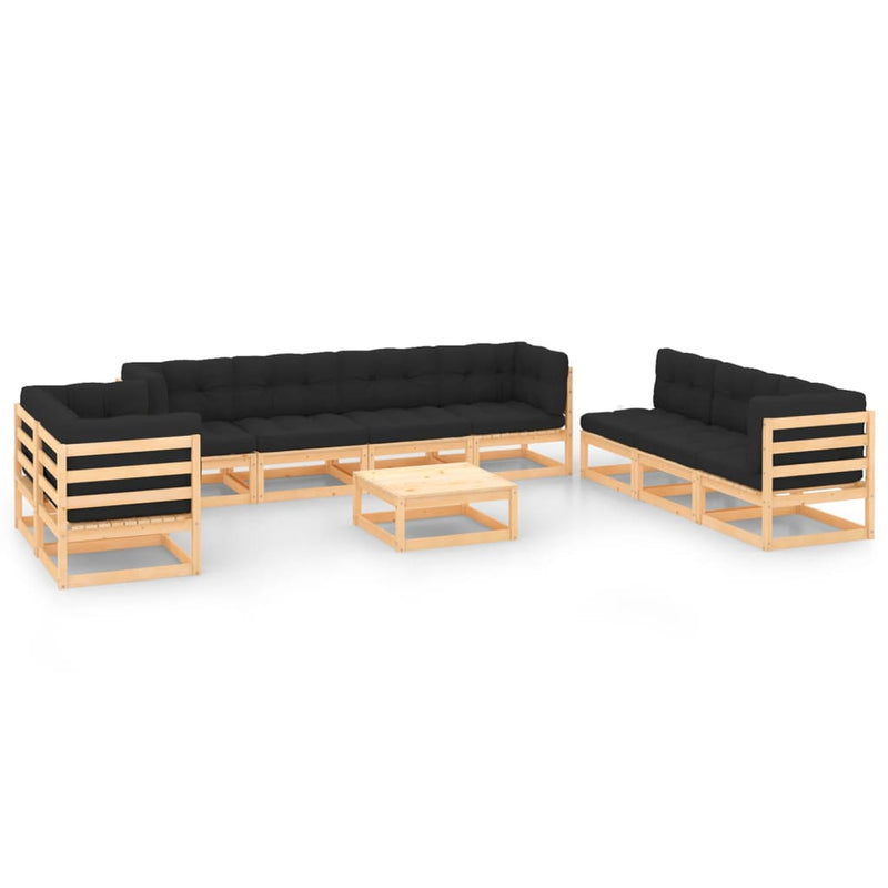 vidaXL 10 Piece Garden Lounge Set with Cushions Solid Pinewood