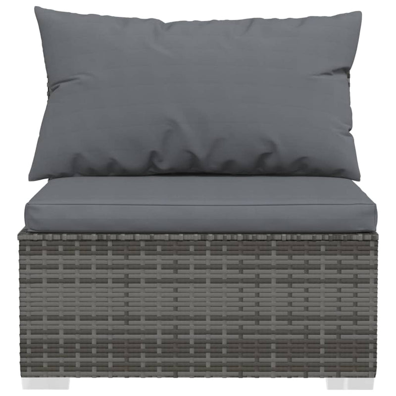 vidaXL 4-Seater Sofa with Cushions Grey Poly Rattan