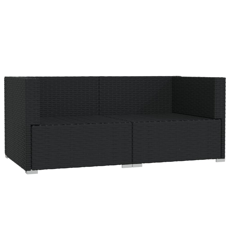 vidaXL 2-Seater Sofa with Cushions Black Poly Rattan