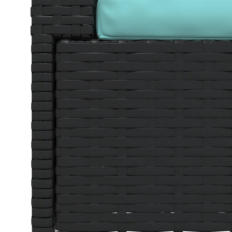 vidaXL 2-Seater Sofa with Cushions Black Poly Rattan