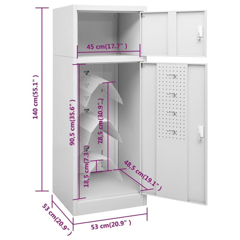 Saddle Cabinet Light Grey 53x53x140 cm Steel