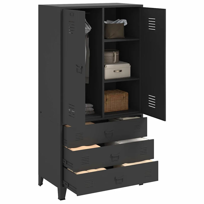 Industrial Wardrobe Black 90x50x180 cm Metal