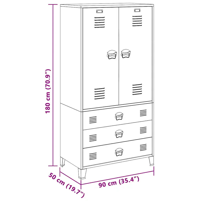 Industrial Wardrobe Black 90x50x180 cm Metal