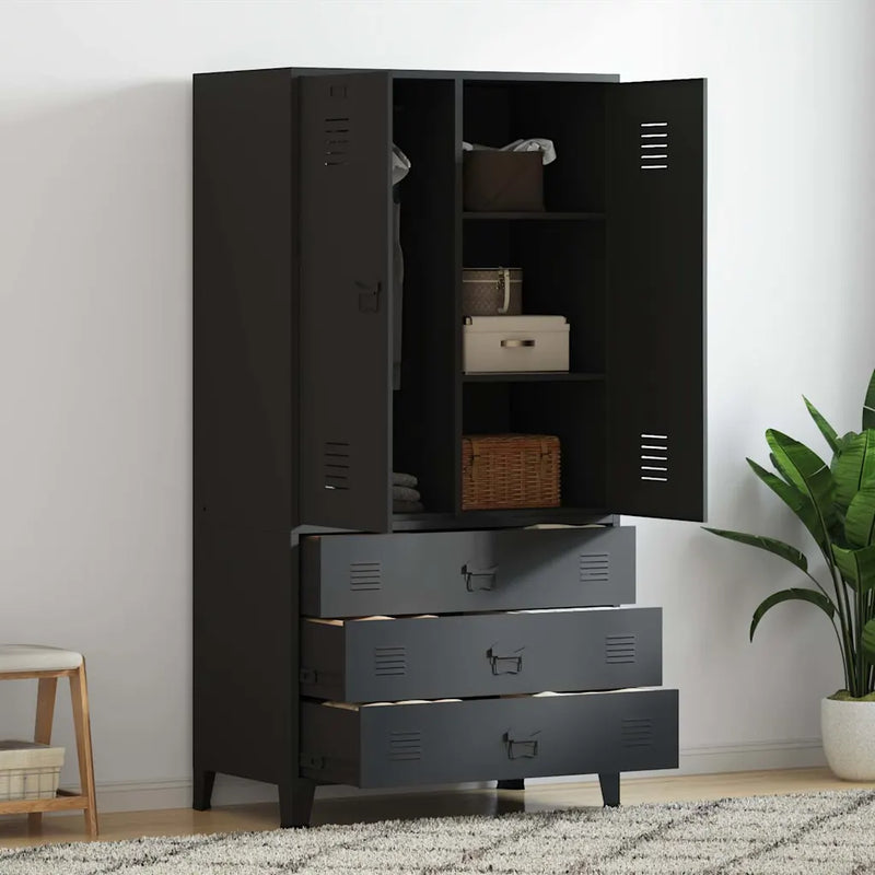 Industrial Wardrobe Black 90x50x180 cm Metal