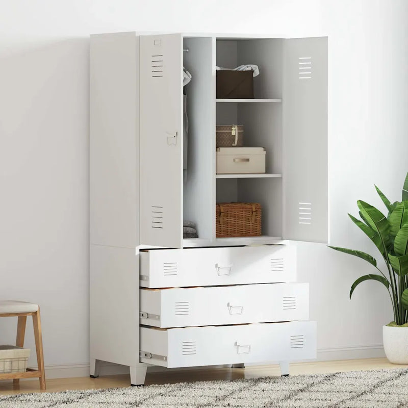 Industrial Wardrobe White 90x50x180 cm Metal