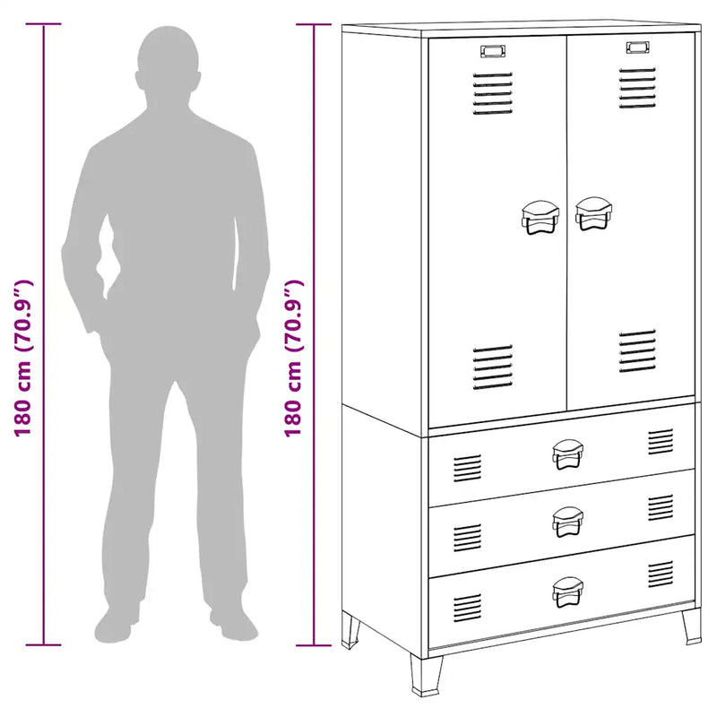 Industrial Wardrobe Anthracite 90x50x180 cm Metal
