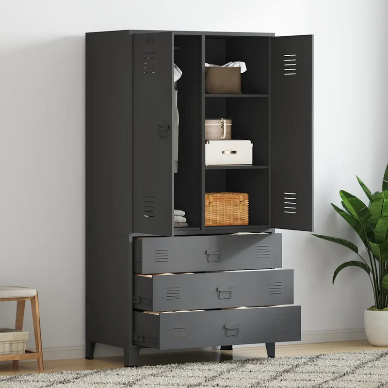 Industrial Wardrobe Anthracite 90x50x180 cm Metal