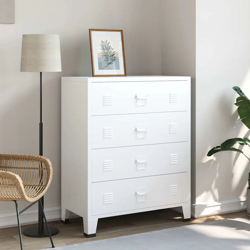 Industrial Drawer Cabinet White 78x40x93 cm Metal