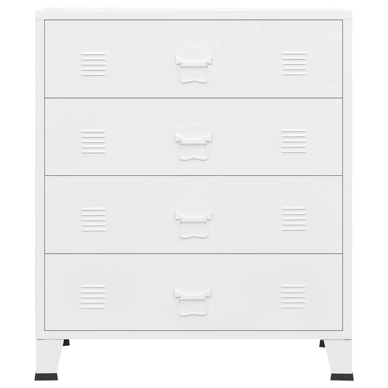 Industrial Drawer Cabinet White 78x40x93 cm Metal