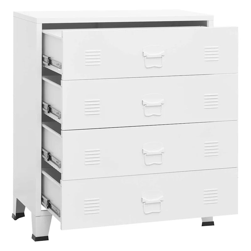 Industrial Drawer Cabinet White 78x40x93 cm Metal