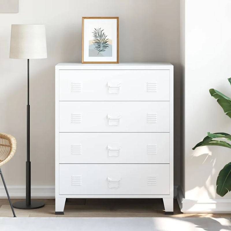 Industrial Drawer Cabinet White 78x40x93 cm Metal