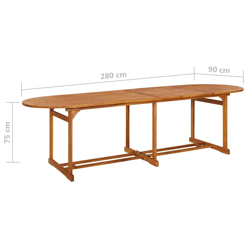 11 Piece Garden Dining Set 280x90x75 cm Solid Wood Acacia