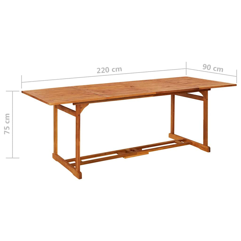 11 Piece Garden Dining Set 220x90x75 cm Solid Wood Acacia