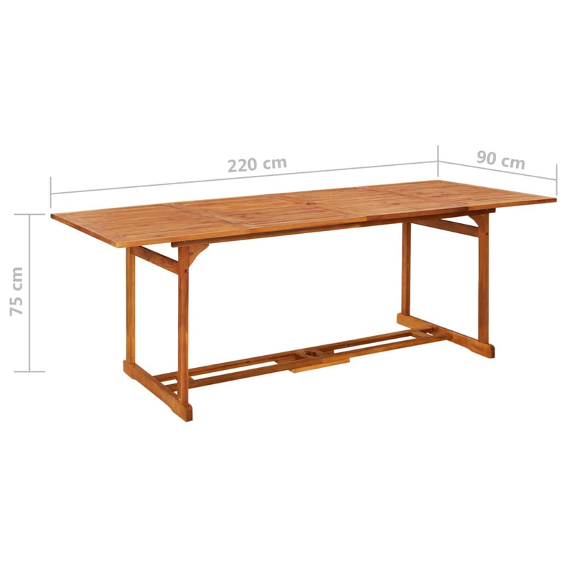 11 Piece Garden Dining Set 220x90x75 cm Solid Wood Acacia