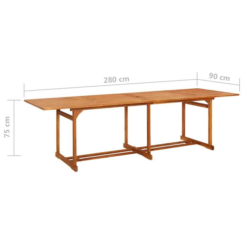 vidaXL 13 Piece Garden Dining Set 280x90x75 cm Solid Wood Acacia