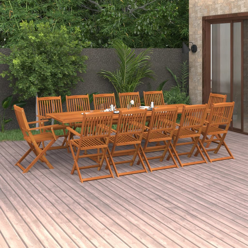 vidaXL 13 Piece Garden Dining Set 280x90x75 cm Solid Wood Acacia