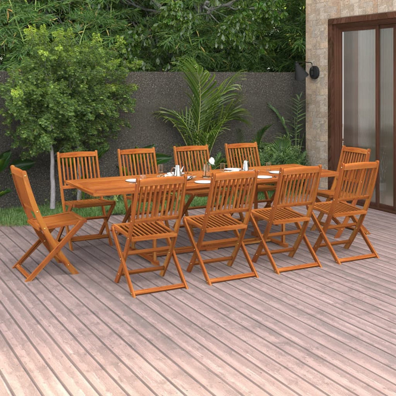 vidaXL 11 Piece Garden Dining Set 280x90x75 cm Solid Wood Acacia