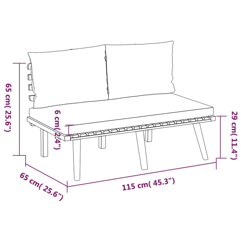 vidaXL 9 Piece Garden Lounge Set with Cushions Solid Wood Acacia