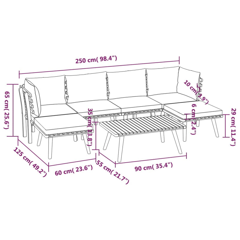 vidaXL 7 Piece Garden Lounge Set with Cushions Solid Wood Acacia