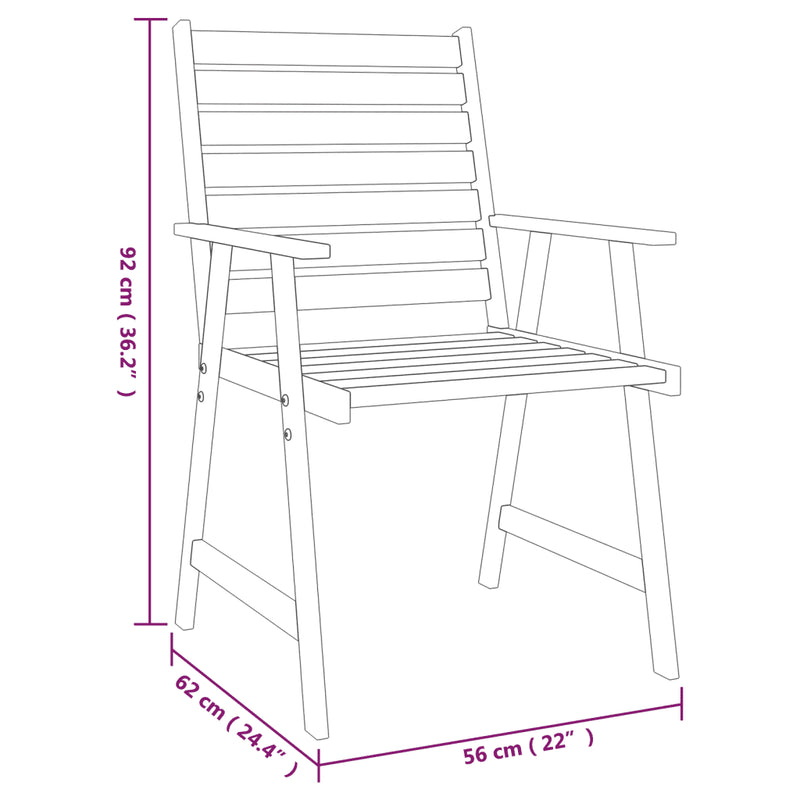 5 Piece Garden Dining Set Solid Wood Acacia