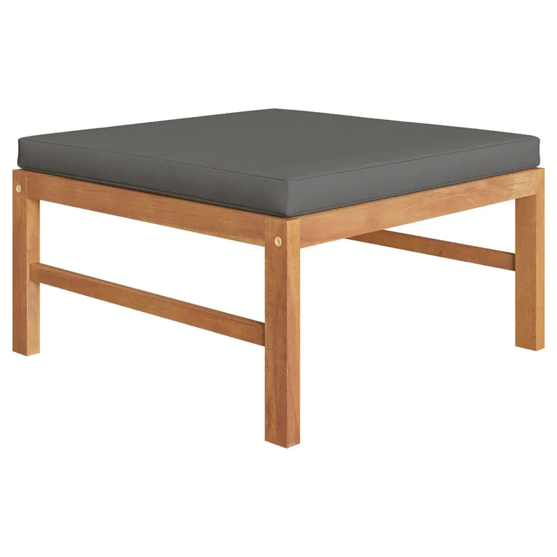 4 Piece Garden Lounge Set with Grey Cushions Solid Teak Wood